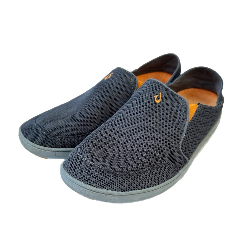 OluKai Nohea Mesh Slip-On men's 9.5 Dark Shadow loafers orange grey